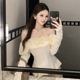 シアーフラワーぺプラムカットソーAT1405