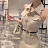 ベルト付きノースリーブシャツワンピースAO1752