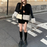 ツートンカラーファーコートAJ1135