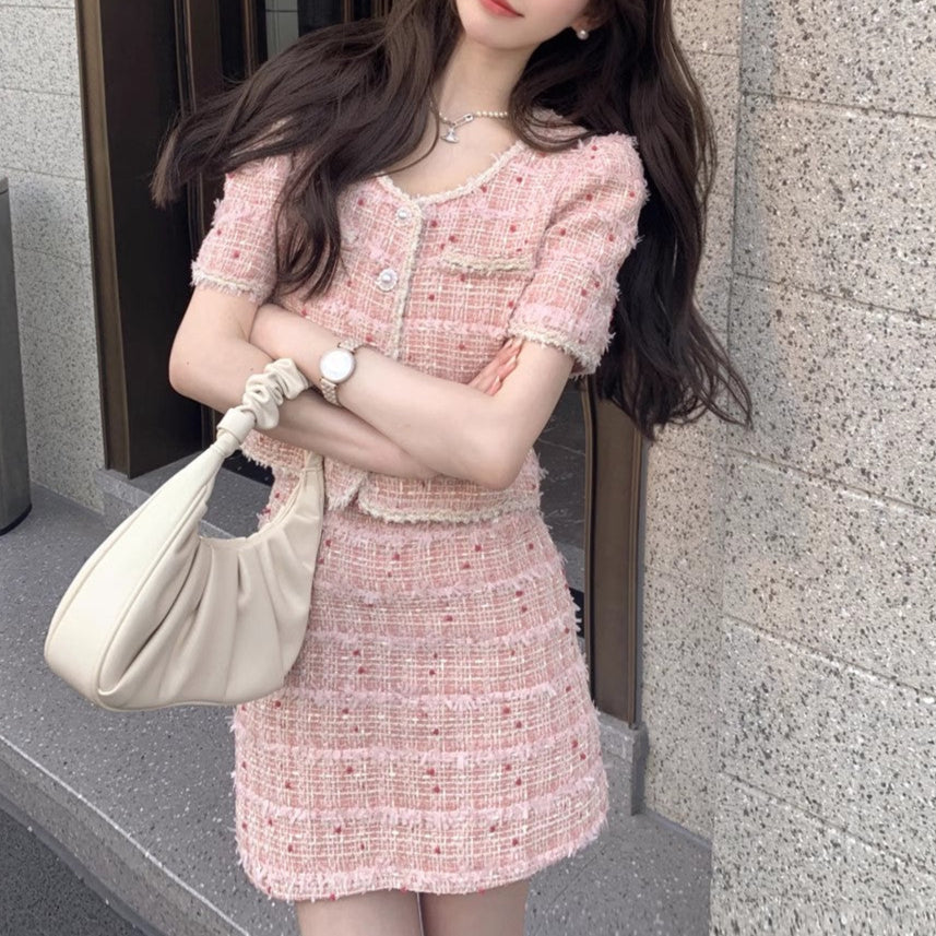 即納】ピンクチェックセットアップAS1639 – SNACC