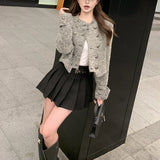 ダブルボタンジャケット×プリーツスカートAS1682