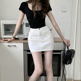 ホワイトデニムスカートAB1202