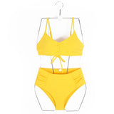 【即納】ギャザーイエロースイムウェアAW1063