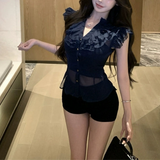 フリルVカットブラウスAT1357