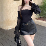 バルーンスリーブオフショルトップス(2COLOR)AT1349