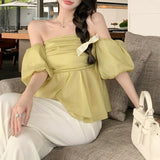 パフスリーブエアリーオフショルトップス(3COLOR)AT1352