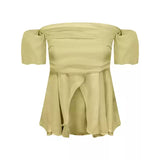 パフスリーブエアリーオフショルトップス(3COLOR)AT1352