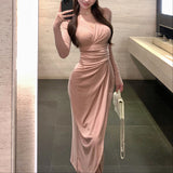 Vネックスリットレディワンピース(3COLOR)AO1794