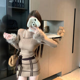 ウィンドウペンニットワンピース(2COLOR)AO1817