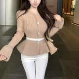 ベルト付きぺプラムニット(3COLOR)AT1346