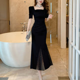 ビジュー付きマーメイドワンピースAO1569