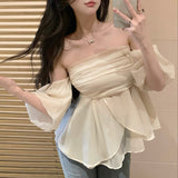 パフスリーブエアリーオフショルトップス(3COLOR)AT1352