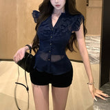 フリルVカットブラウスAT1357