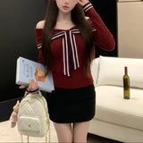 プレッピーリボンオフショルニット(2COLOR)AT1402