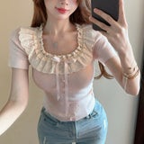 フリルネックハートモチーフニットAT1351