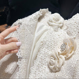 レースステッチノーカラージャケットAJ1196