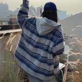 フード付きチェックオーバーサイズコート(2COLOR)AJ1138