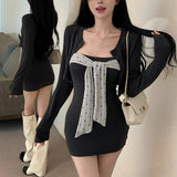 ドットリボンカーディガンセットアップAS1728