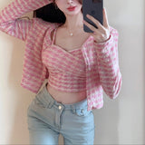 カーディガン付きチェックキャミトップス(2COLOR)AT1393