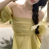 パフスリーブエアリーオフショルトップス(3COLOR)AT1352