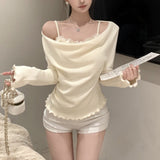 フラワードレープトップス(2COLOR)AT1337