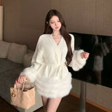 Vネックファーカーディガン(2COLOR)AJ1184