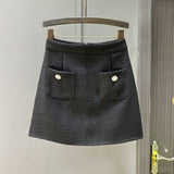 ビジューボタンツイードスカート(3COLOR)AB1193