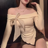 シフォンリボンオフショルニット(3COLOR)AT1308