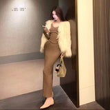 ウェーブロングニットワンピースAO1807