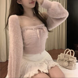 ショートボレロ付きチューブトップニット(2COLOR)AT1397