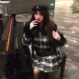 モノトーンチェックファーセットアップAS1707