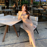 Vネックスリットレディワンピース(3COLOR)AO1794