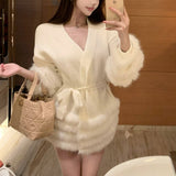 Vネックファーカーディガン(2COLOR)AJ1184