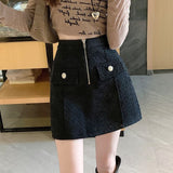 フロントジップミニスカート(2COLOR)AB1188