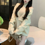 Vネックニット+タイトワンピース(2COLOR)AS1706