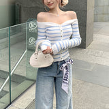 マリンボーダーオフショルニットAT1347