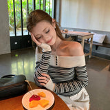 オフショルボーダーカットソーAT1410