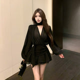 VネックフレンチシフォンワンピースAO1858