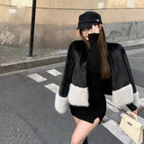 ツートンカラーファーコートAJ1135