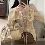 レースアップオフショルカットソーAT1392