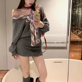 チェックリボンドルマンニットワンピースAO1713