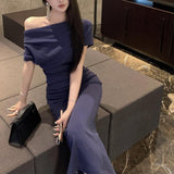 ワンショルダーラグジュアリーワンピース(3COLOR)AO1691