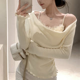 フラワードレープトップス(2COLOR)AT1337