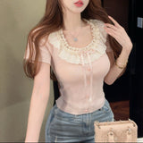 フリルネックハートモチーフニットAT1351