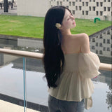 パフスリーブエアリーオフショルトップス(3COLOR)AT1352