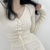 シャーリングリブニットワンピース(2COLOR)AO1799