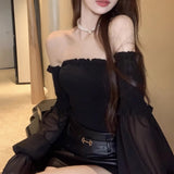 バルーンスリーブオフショルトップス(2COLOR)AT1349