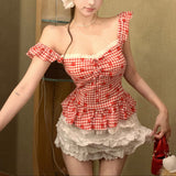 ストロベリーチェックトップスAT1412