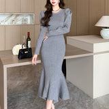 フィッシュテールニットワンピース(2COLOR)AO1602