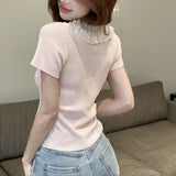 フリルネックハートモチーフニットAT1351